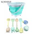 Children Sand Toy 11pcs Kids Beach Sand Toy Set with Foldable Bucket Animal Molds Outdoor Digging Tools for Toddlers in Asia Sandcastle Building Kit. 