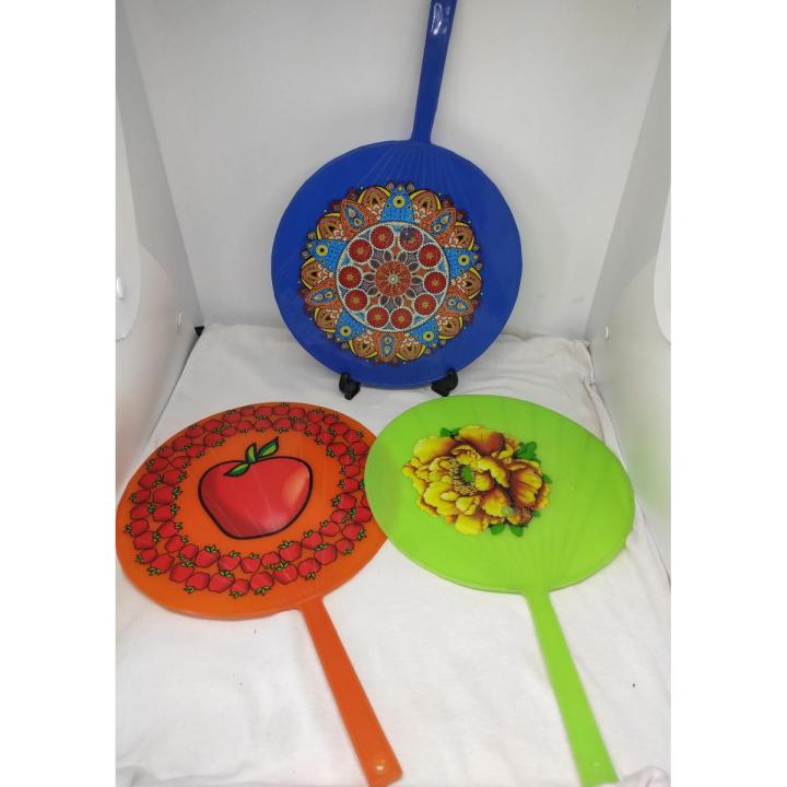 Hand Held Plastic Hand Fan(multi colour) 3 pcs