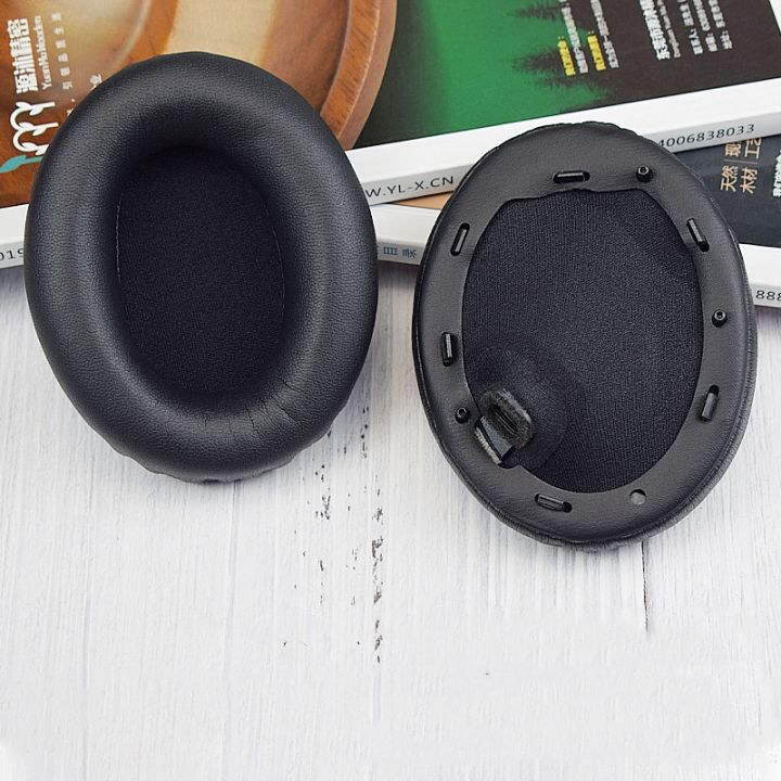 2pcs PU Leather Earpads for Sony WH1000XM4 Black with Buckle Soft Protein Material Noise Isolation
