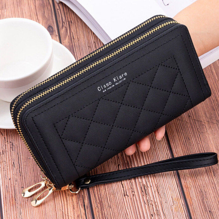 【LAZ Choice】Wallet Woman Double Zipper Long Wallet Fashion Classic Purse Lady Clutch Women's Multi-slot PU Leather Wallets Dompet Wanita 女式钱包 钱包 女錢包 手拿包