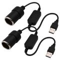 USB A Male to 12V Car Lighter Socket Female Converter Cable 2-Pack. 