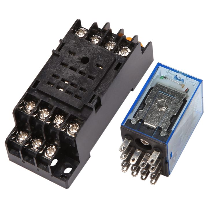 HH54P DC 12V Coil 4PDT 14 Pins Electromagnetic Power Relay DYF14A Base ...
