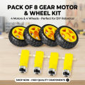 8PCS kit | TT Gear Motor DC 3-6V & Tire Wheel for Arduino Smart Car Robot Intelligent Car Chassis Four Drive. 
