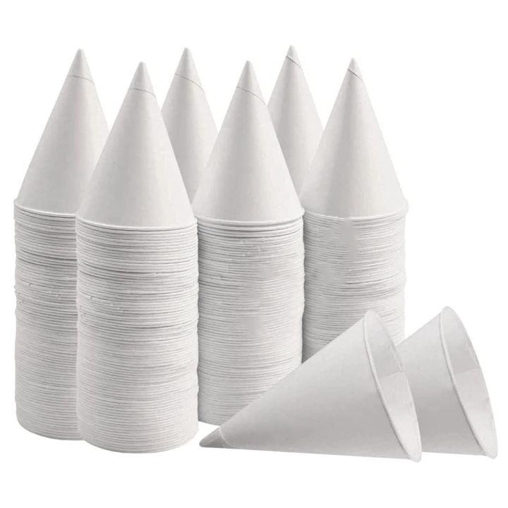 OYPFXMI White Paper Cone Cups, Snow Cone Cups,Coated Leakproof Cone Paper Cups for Slush, Shaved Ice, Water 200Pcs