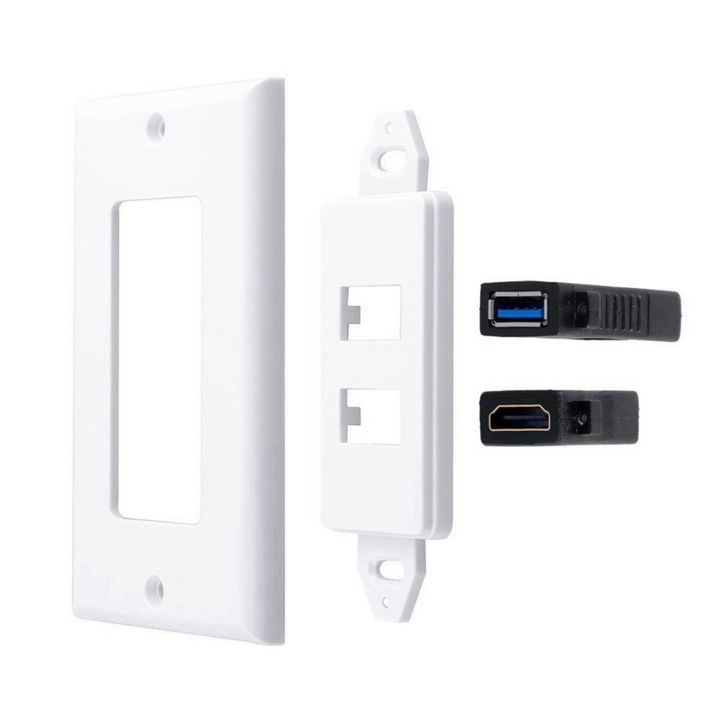 3X%202Port%20HDMI+USB%203.0%20Female%20Wall%20Face%20Plate%20Panel%20Outlet%20Socket%20Extender%20White%20-%20Image%207