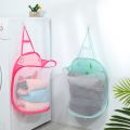 【WEJA】Wall Mounted Foldable Large Capacity Dirty Clothes Basket Laundry Hamper Cloth Nets Storage Organizer Bucket with Lanyard. 