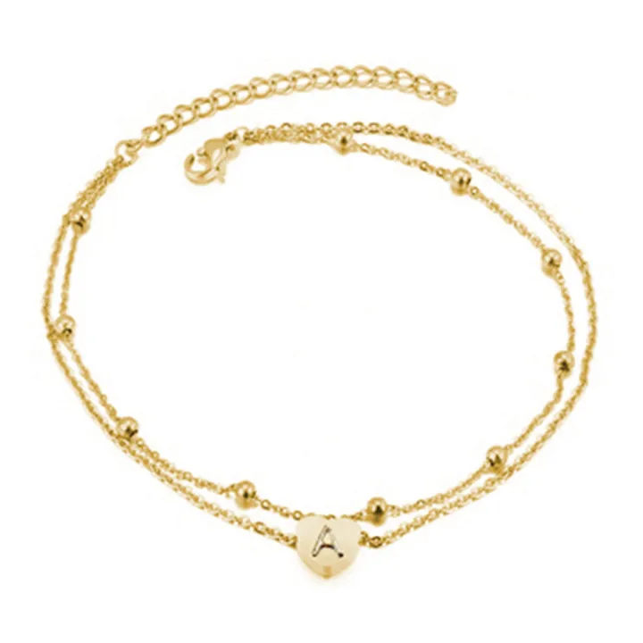 【Recently popular】26 English letters rice beads copper anklet letters ...