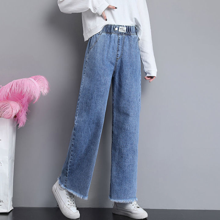 Junior%20High%20School%20Student%20Wide%20Leg%20Jeans%20for%20Women%20Spring%20and%20Autumn2023New%20Girl%20Loose%20Waist%20Trimming%20Older%20Children%20Straight-Leg%20Pants%20-%20Image%203