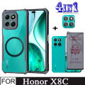 Honor X8C 4in1 Case Magnetic Sticker Shockproof Phone Case for Honor X8B X8A X7C Matte Ceramic Tempered Glass Back Film Screen Protector. 