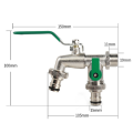 Double Nipple Alloy Garden Faucet Replacement Adapter Dual Control Water Discharge Faucet with Handle /Off Turn Green. 