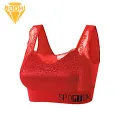 Confidence Boosting Bra Floral Lace Plus Size Wireless Push Up Bra Soft Breathable Sports Brassiere for Women. 