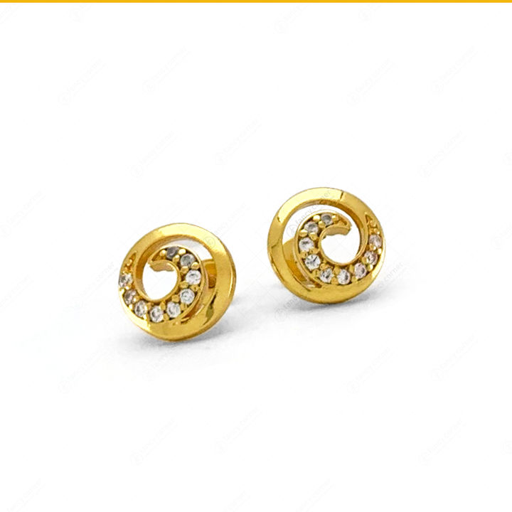 Gold Plated Derana Earrings with Crystal White Stone Guaranteed Earring