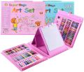 Art Set Gift 208 pcs with Portable Double Sided Trifold Easel Case Art Supplies Painting Drawing Kit Box for Kids Including Oil Pastels Crayons Colored Pencils Watercolor brushes. 