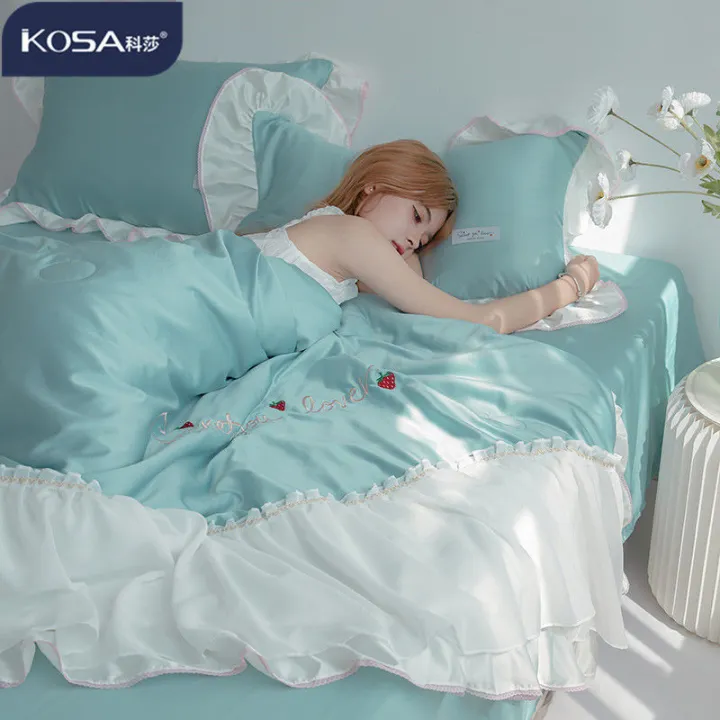 Kosa%20Summer%20Princess%20Style%20Ice%20Silk%20Four-Piece%20Set%20Silky%20Sleep%20Naked%20Tencel%20Sheets%20Quilt%20Cover%20Lace%20Bedding%20-%20Image%206