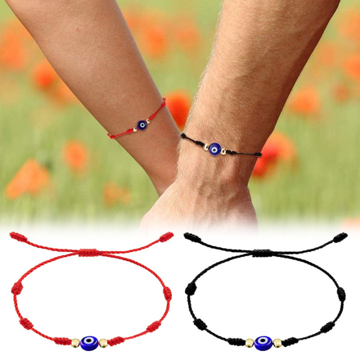 Lucky Blue Eye Turkish Evil Eye Bracelets for Women Men 7 Knots Handmade Braided Rope Red Bracelet Female Jewelry Gifts