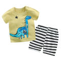 Yfashion 2pcs Summer Cotton T-shirt Suit For Boys Cotton Girls Cartoon Printing Short Sleeves Tops Shorts For 0-8 Years Old Kids. 
