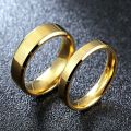 Fashion Classic Stainless Steel Men's and Women's Rings Gold Color Glossy Couple Rings Wedding Engagement Rings Jewelry Gifts. 