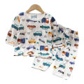 Children's loungewear set, summer thin men's and women's ice silk three-quarter sleeve cotton pajamas, baby breathable air conditioning clothes. 