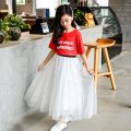 Girl's Miniskirt Mid-Length 2024 Summer New Middle and Big Children Korean Style Starry Skirt Overknee Dress Mesh Skirt. 