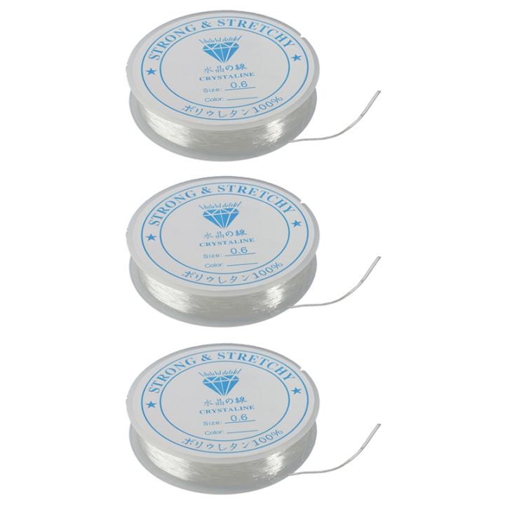 3X 12 Meters Spool of Crystal Clear Strong & Stretchy Elastic Beading Thread Cord Wire Jewellery Making Bracelets 0.6mm