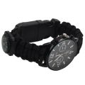 【Good selling】multi-function outdoor sports waterproof hand-woven Luminous bracelet umbrella rope camping hiking fashion watch accessories watch survive tool Black. 