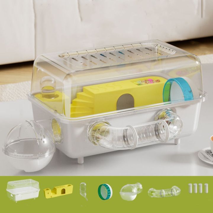 Oversized Panoramic View Hamster Cage Running Wheel Water Bottle Animal ...