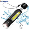 【ZIME】 Multifunctional LED Flashlight 5000LM USB battery Powerful T6 torch Side COB Light linterna tail magnet Work Light. 