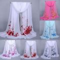 Delicate Fashion Long Wrap Rose Flower Printed Chiffon Scarf Scarves Shawl. 