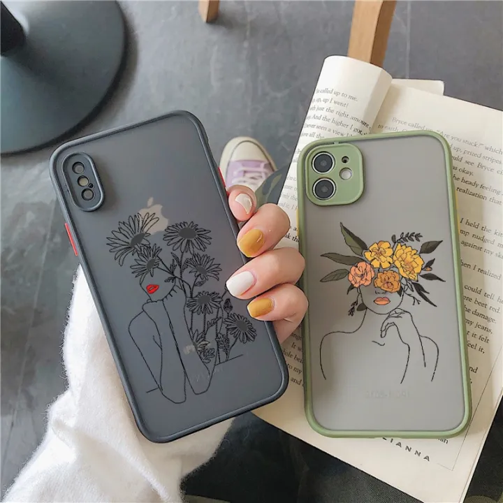 Line%20Art%20Sketch%20Flower%20Girl%20Protection%20Phone%20Case%20For%20iPhone%2012%2011%2013%20Pro%20MAX%20X%20XS%20XR%20SE%202%206s%207%208%20Plus%20Hard%20Translucent%20Cover%20-%20Image%206