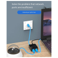 RJ45 Ethernet Cable Splitter, One to Two Devices, Can Access the Internet At the Same Time, with Charging Cable Extender. 