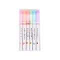 6Pcs/set Kawaii Flowers Line Shaped Highlighter Pens Roller Tip Curve Liner Marker for Writing Journaling Drawing Stationery. 