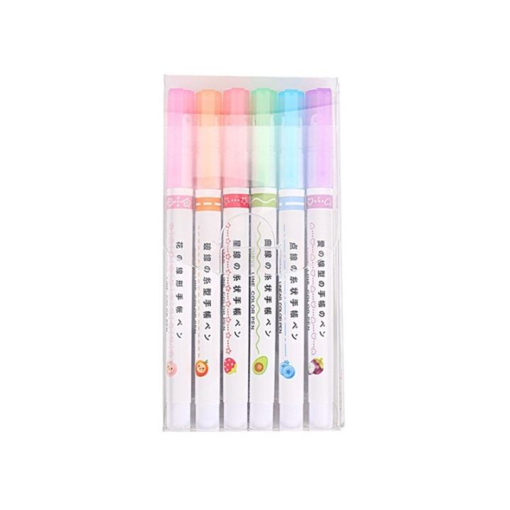 6Pcs/set%20Kawaii%20Flowers%20Line%20Shaped%20Highlighter%20Pens%20Roller%20Tip%20Curve%20Liner%20Marker%20for%20Writing%20Journaling%20Drawing%20Stationery%20-%20Image%206
