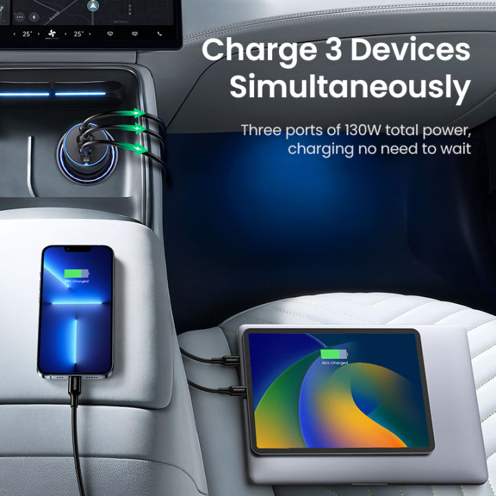 UGREEN%20130W%20USB%20C%20Car%20Charger%203-Port%20PD%20100W%20PD3.0/QC4.0/PPS%20Fast%20Car%20Charger%20Adapter%20for%20iPhone%2014/13/12,%20Galaxy%20S22/S22%20Ultra/S21/Note20,%20iPad,%20Tablet,%20Laptop%20-%20Image%208