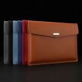 A4 File Pocket File Bag PU Leather Documents Pouch File Folder Snap Closure School Office Business Large Capacity Dustproof 1PC. 