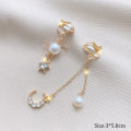 Fashion Tassel Ear Clip Non-Pierced Female Korean Temperament Earrings Super Fairy Drop Earrings Jewelry. 