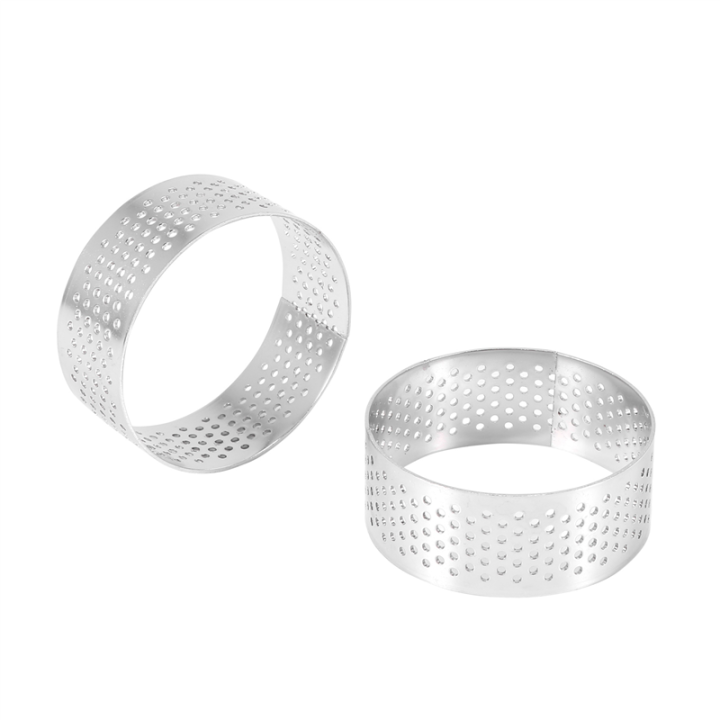 100 Pack 5cm Stainless Steel Tart Ring, Heat-Resistant Perforated Cake Mousse Ring, Round Ring Baking Tools