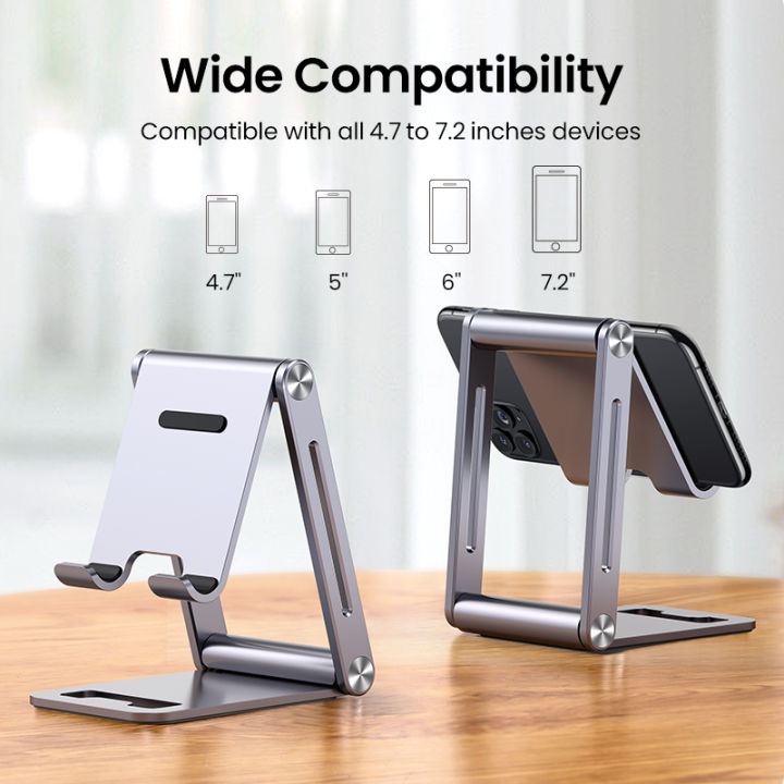UGREEN%20Cell%20Phone%20Stand%20Adjustable%20Aluminum%20Mobile%20Phone%20Holder%20for%20Desk%20Compatible%20for%20iPhone%2012%20Pro%20Max%2011%20X%20SE%20XS%20XR%208%20Plus%206%207%206S,%20Samsung%20Galaxy%20Note20%20S20%20S10%20S9%20S8%20S7%20Smartphone%20Foldable%20-%20Image%207