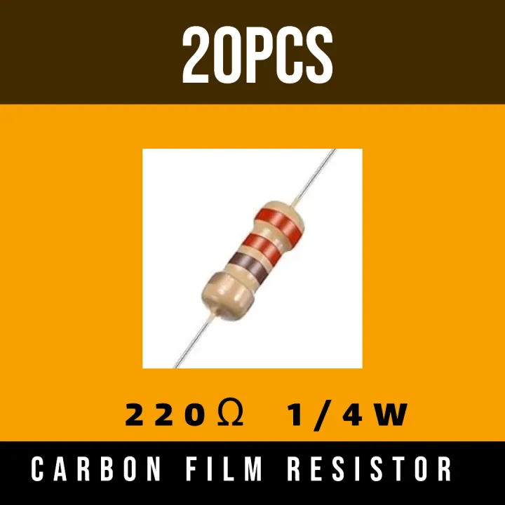 50Pcs%20/%2020Pcs%20Resistors%20-%20220%20Ohm%20Carbon%20Film%20Resistor%201/4%20W%20Resistance%200.25%20Watt%204%20Color%20Band%20High%20Quality%20For%20DIY%20-%20Image%203