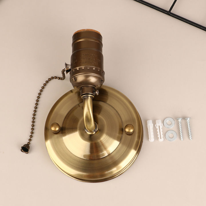 1Pc Pull Chain Switch LED Wall Lights Base Loft Vintage Style Iron Bedroom Wall Lamp Bedside Lamps Stair Lamp Lights Holder