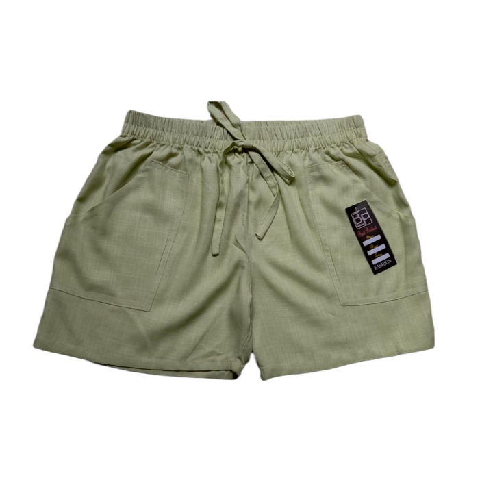 Woman's casual Linen Hot  Shorts comfortable and cheap Price Cotton Fabric with Front Pockets and Elastic Waist Band