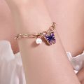 Enamel Pearl Colorful Butterfly Charm Bracelet Ins Girl Korean New. 