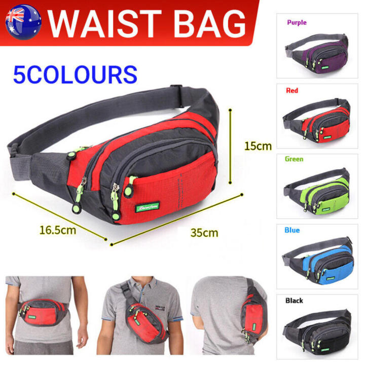 Fanny Pack Zip Pouch Unisex Handy Belt Hiking Climbing Sport Bum Waist Bag AU Daraz.lk