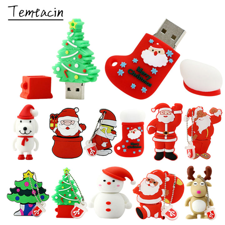 USB Flash Drive 128GB Pen Drive Cartoon Snowman Elk Sock Christmas Tree ...