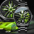 Fashion Mens Car Wheel Watches Luxury Stainless Steel NOT ROTATE. 