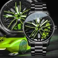 Fashion Mens Car Wheel Watches Luxury Stainless Steel ROTATE. 