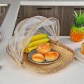 Anti-Insect Dustproof Basket Fruit Vegetable Tray Mesh Drying Dustpan Handmade Bamboo Food Storage Basket Picnic Basket. 