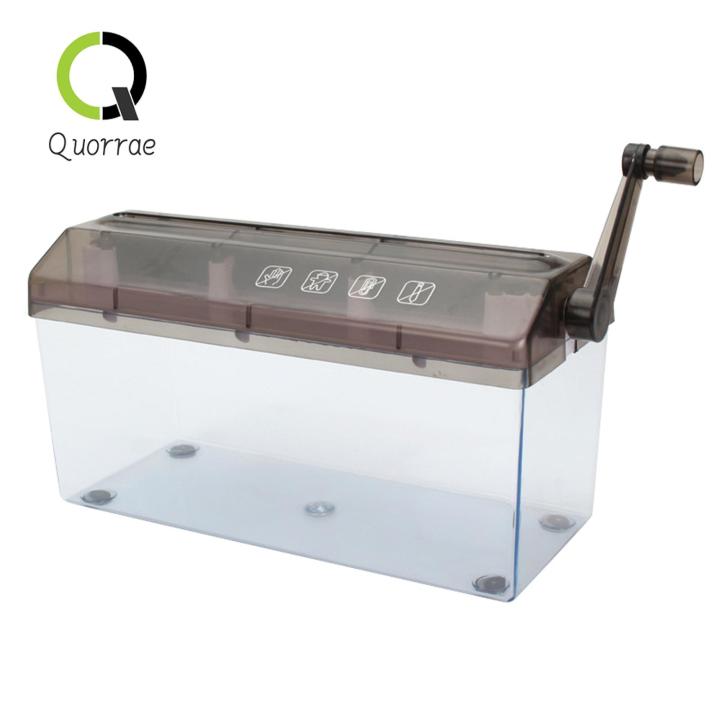 Quorrae Handheld Paper Shredder Portable Manual Paper Shredder 3mm Strip Cut for Home Office Stationery Transparent Window Easy to Use Compact Design A4 Size Documents Paper Cutting Tool
