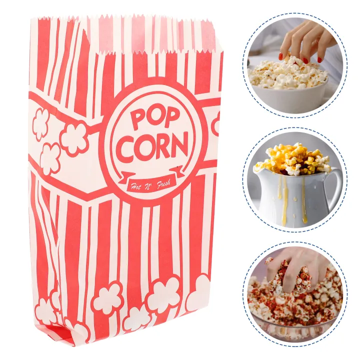 Individually Wrapped Popcorn 100 Pcs Popcorn Packaging Bag Red Gift Food Containers Holders Biscuit ...