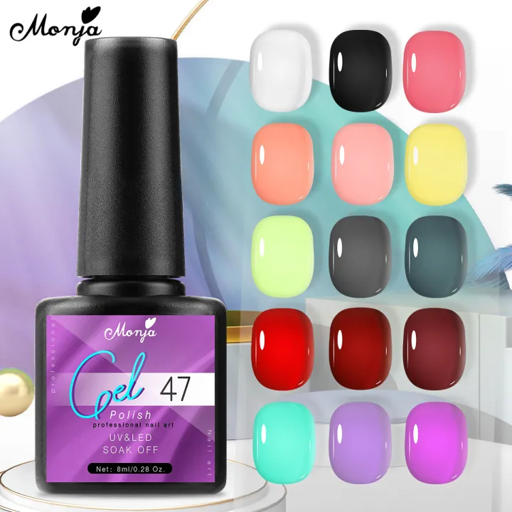 Monja 8ml Pure Color UV LED Nail Gel Varnish Soak-off Nail Art Gel Varnish DIY Painting Manicure Beauty Tools