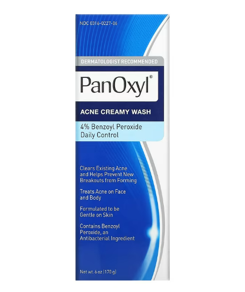 PanOxyl Acne Creamy Wash Benzoyl Peroxide 4 Daily Control 6 Oz 170 